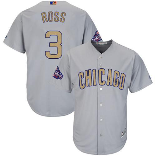 Cubs #3 David Ross Grey Gold Program Cool Base Stitched MLB Jersey